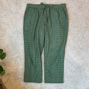 J. Crew Olive Eyelet Cropped Pants